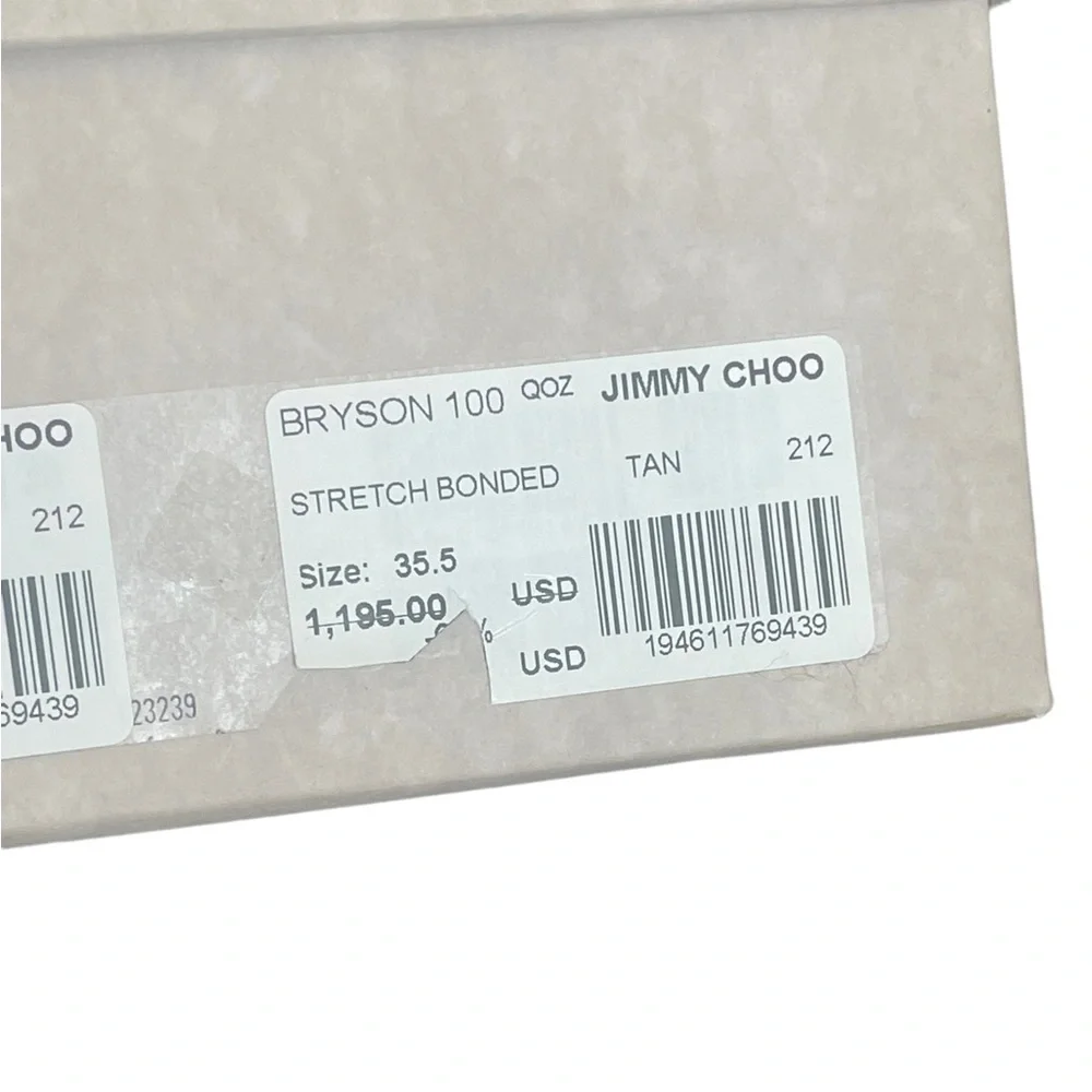 JIMMY CHOO Bryson 100 Tan Stretch Bonded Fabric Over-The-Knee‎ Boots Tan SZ 35.5